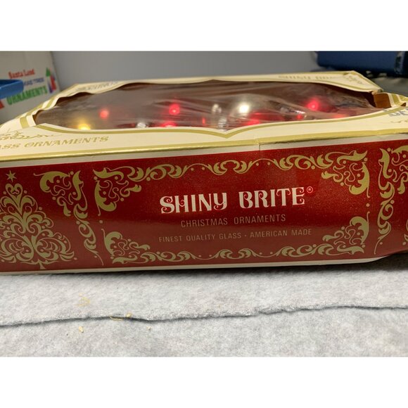 Shiny Brite Vintage Glass Christmas Ornaments Set 12 Red Gold Silver 2" Round Bo - Picture 8 of 10